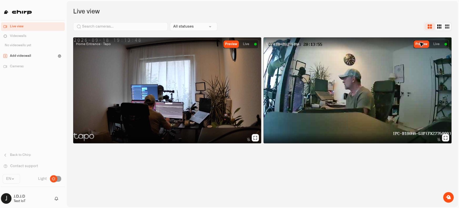 Two different camera feeds brought together in Chirp Lens